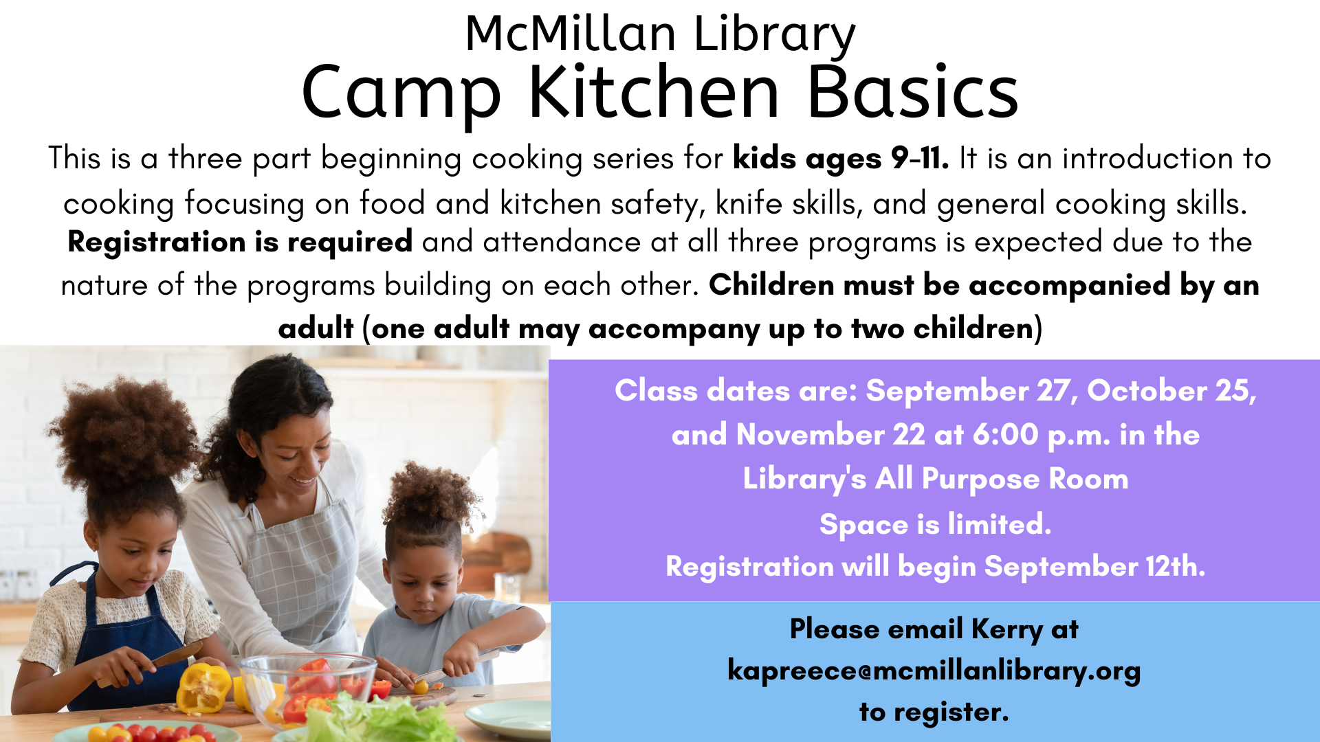 Kids cooking with mom Camp Kitchen Basics