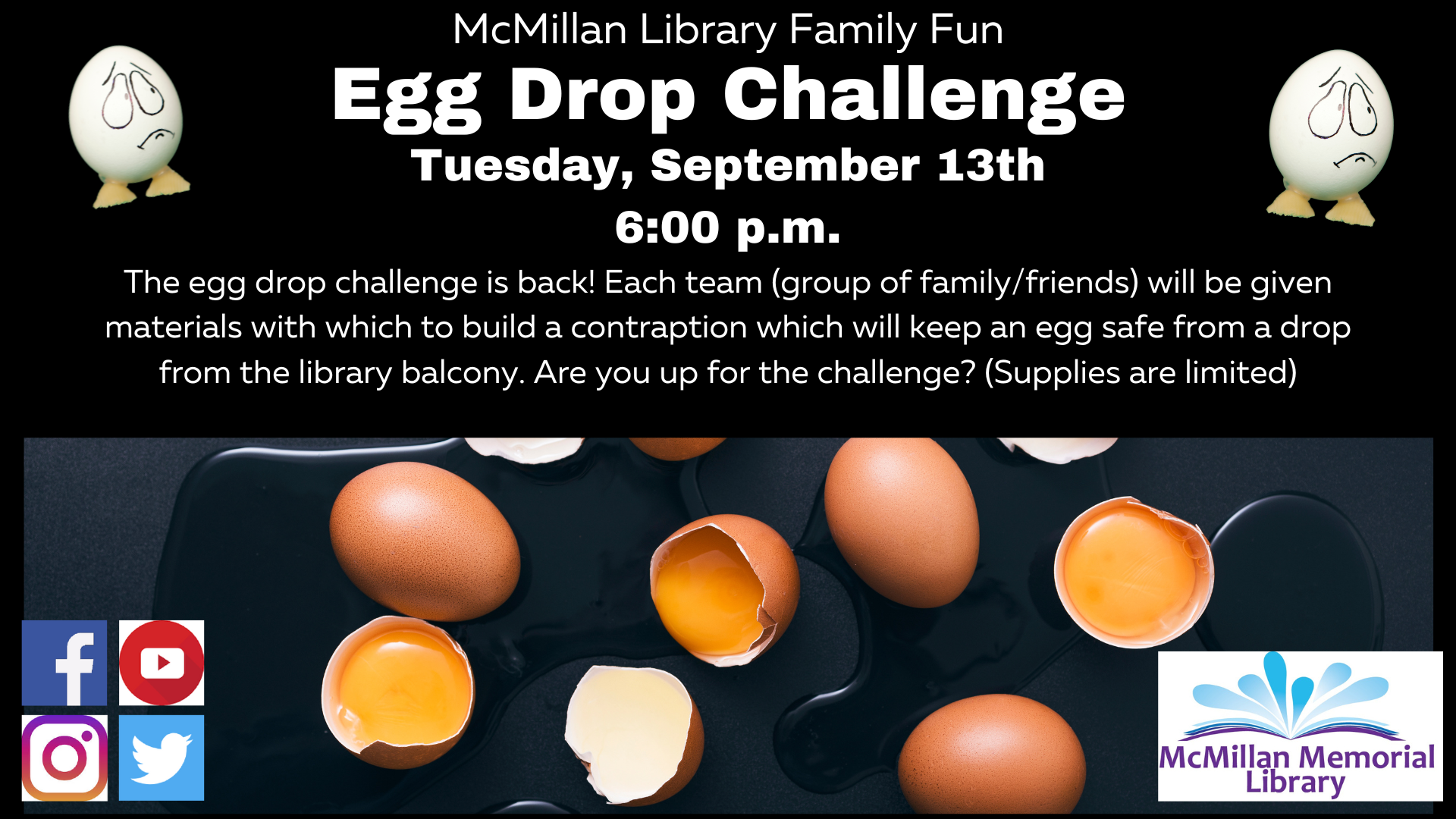 Egg Drop Challenge broken eggs, sad face eggs