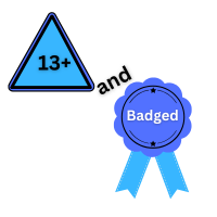 Triangle with the word 13+ and badged.