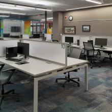 Computer stations in our Adult Room are adjacent to the Information Desk and a public copier/printer.