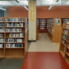 Large Print books, paperback books, and audiobooks are housed in our lower level Commons area.