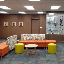 Our upper lobby is adjacent to the Adult Room, the Youth Services Room and our Makerspace.