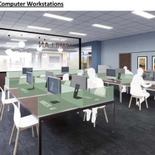 There is room for ten public computers. 